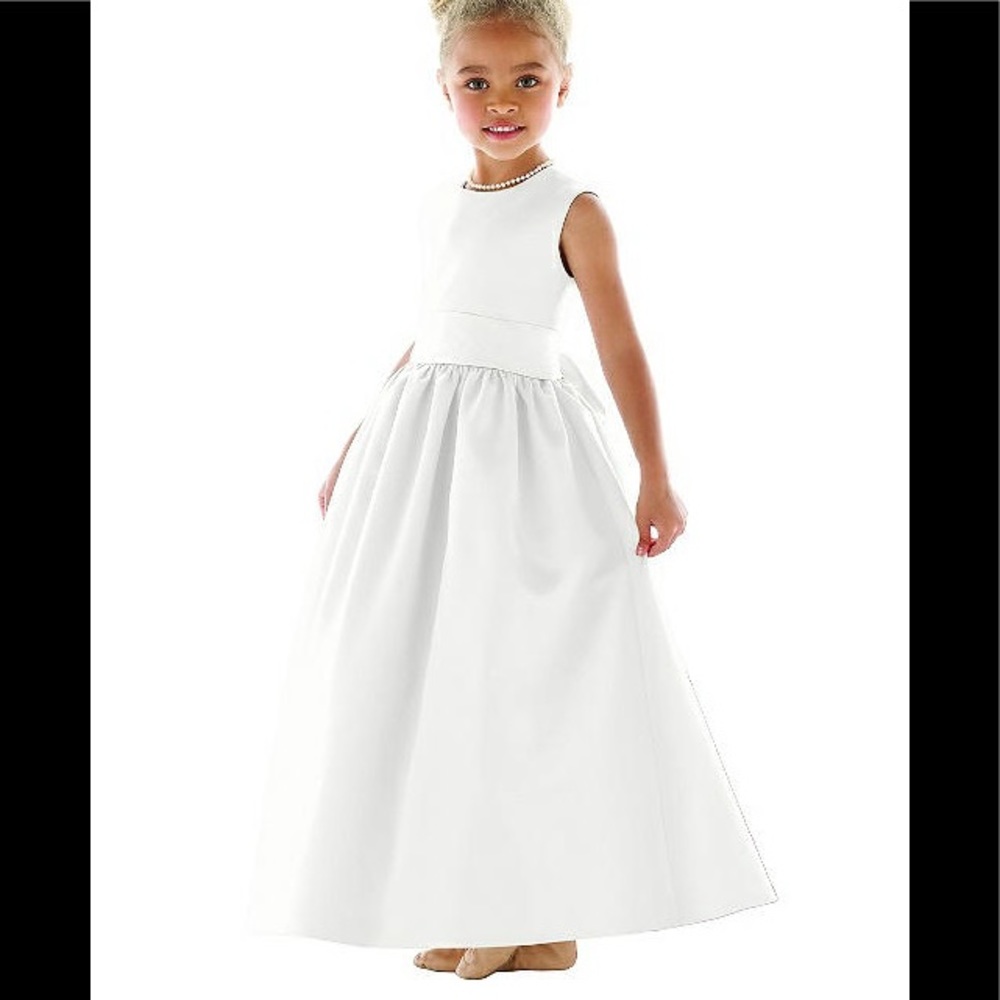 DESSY Style #FL4021 White Flowergirl Dress with no sash